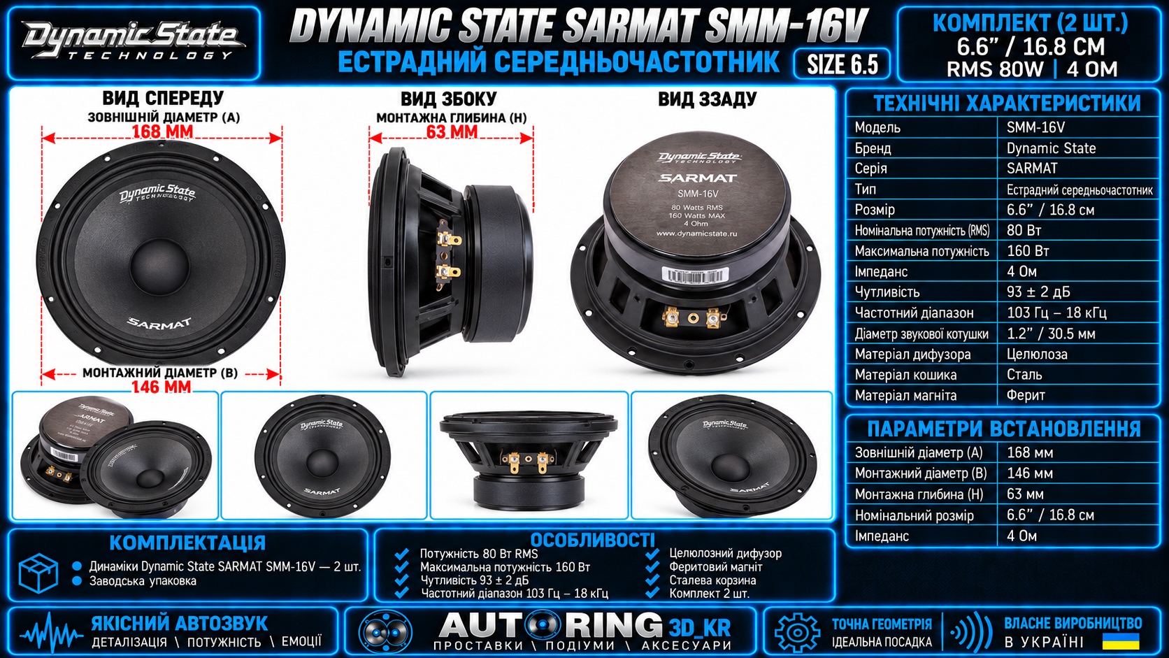 Dynamic State SARMAT SMM-16V - розміри та характеристики